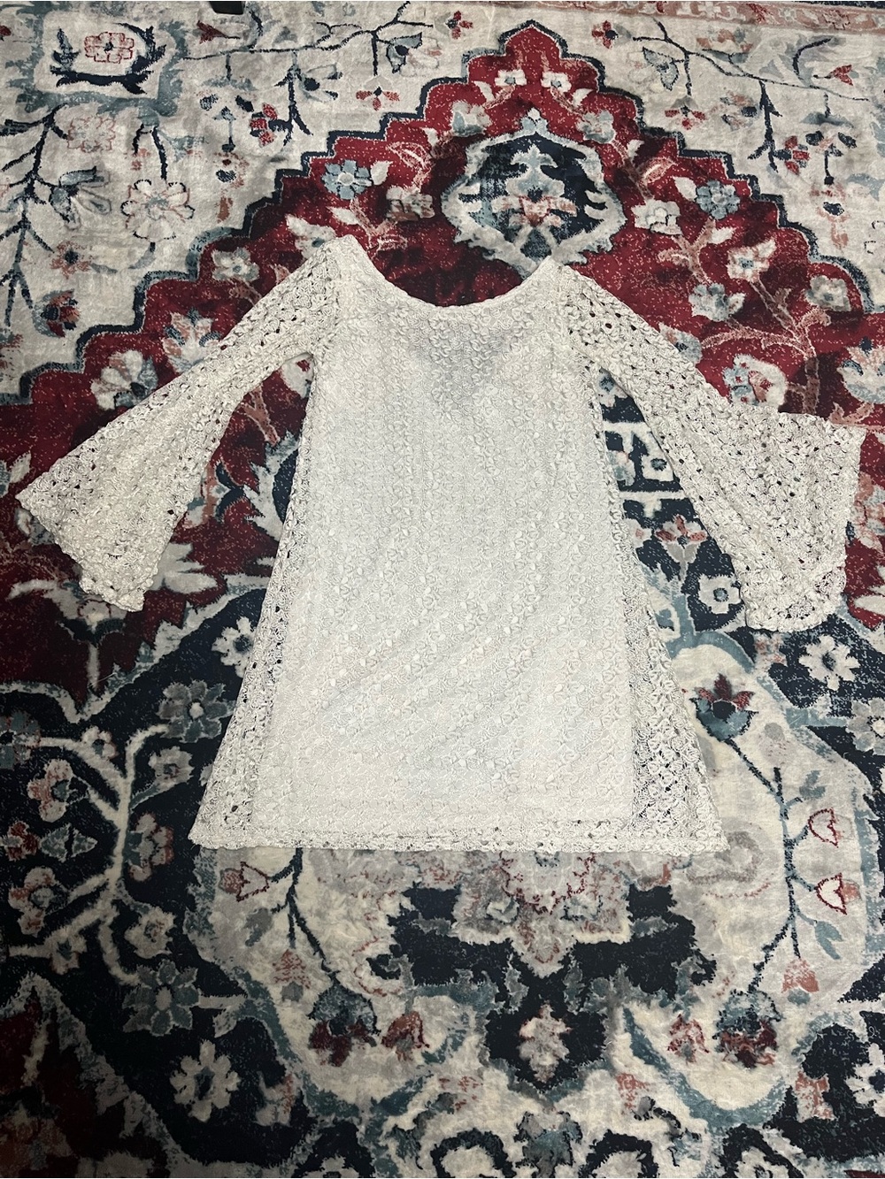 Ivory Lace Boho Bell-Sleeve Summer Spring Dress